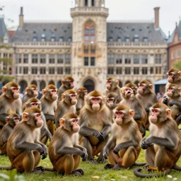 The Dutch parlement filled with monkeys.