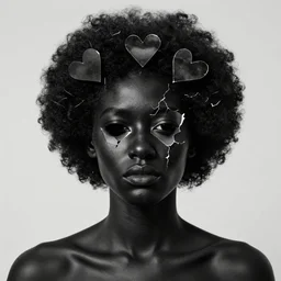 ( hidden faces, broken hearts ), cognitive * * illusion * * by oleg suplyak in a surreal portrait style, black love, black art, afrofuturism