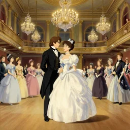 grand ball, victorian britain 1 8 3 0, embley park ballroom, finely detailed perfect art, wilhelm gause hofball in wien, painted by greg rutkowski makoto shinkai takashi takeuchi studio ghibli