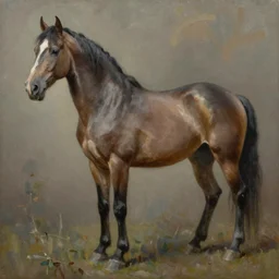 creature with the head, arms and back of a human being and the body and legs of a horse. oil painting