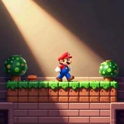 game screenshot of a mario walking on the room, snes.