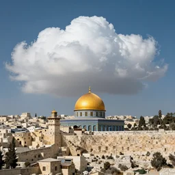 clouds shaped like the second temple in jerusalem, the beis hamikdash surrealism