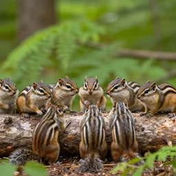 chipmunks having a secret birthday party on a log in the woods, 8 k, national geographic photo,