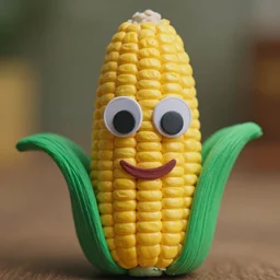 hd photograph of corn with googly eyes glued on and a smile, craft project, 3 5 mm cinematic