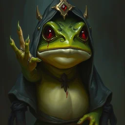 a frog priestess with bloody eyes by greg rutkowski in the style of magic the gathering