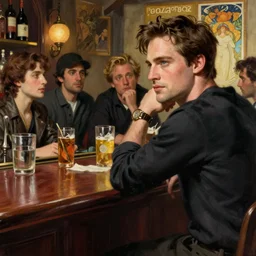 neil breen at a bar with edward cullen highly detailed painting by gaston bussiere, craig mullins, j. c. leyendecker, alphonse mucha 8 k