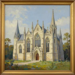 a beautiful painting of a building in a serene landscape, gothic art