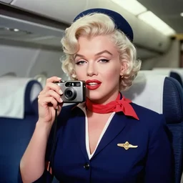 a cheap point and shoot camera photography of marilyn monroe as a flight attendent in 1998