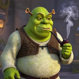 shrek smoking crack out of a pipe