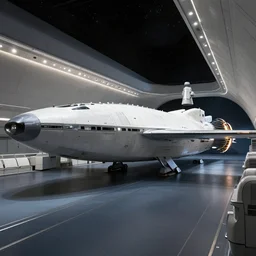 Concept art of inside an large passenger space cruiser, from a space themed Serria point and click 2D graphic adventure game, made in 1999, high quality graphics