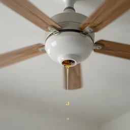 liquid dripping from a ceiling fan, slow motion picture, highly detailed