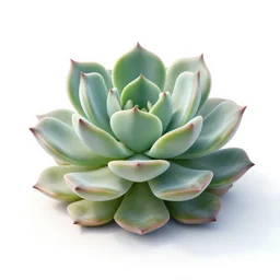 playful echeveria succulent, clean 3d render, full body, isolated on a pure white background, centered, entire subject in frame, sharp focus, soft studio lighting