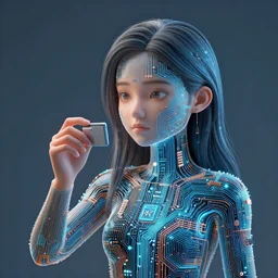 girl made out of digital circuits, 4k detailed digital art