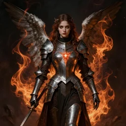 Angel knight gothic girl. By Rembrandt painting (1667), fractal flame*3, highly detailded