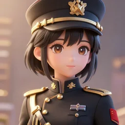 anime girl with a military uniform, artisanal art, magical trending on artstation, volumetric lighting, cute - fine - face, intricate detail