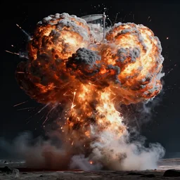huge explosion on moon, beautiful dynamic lighting, cinematic, wide angle establishing shot, extremely high detail, photo realistic, cinematic lighting, post processed, concept art, artstation, matte painting, style by frederic church, raphael lacoste, unreal engine 8 k