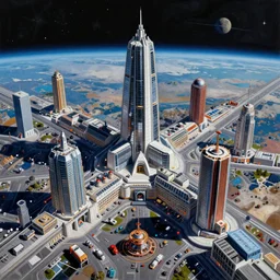 a painting of low earth orbit busy space city by chase stone and paul chadeisson. ultra clear detailed, 4 k