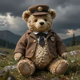 morbidly obese teddy bear detective, realistic fantasy render