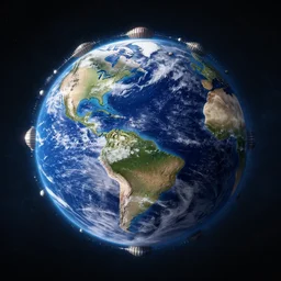 Planet Earth, shaped like the Mandelbulb. View from space