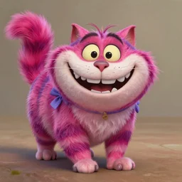 the cheshire cat grinning, alice in wonderland, pixar, highly detailed intricate painting, long shot, 3 5 mm camera wide angle, cinematic