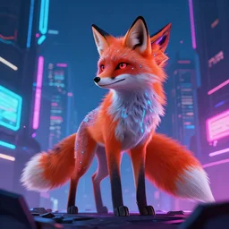 a transhuman fox in a cyberpunk city, trending on artstation, by kawacy, neon backlighting