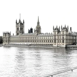 themes river near parliament, line art by stephen wiltshire
