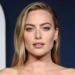 margot robbie portrait, space in the background, realistic facial features, beautiful face, sharp, 4k, HD