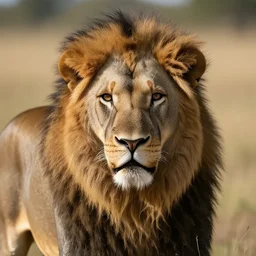 professional photograph of a lion with a black mane, high quality, highly detailed, award-winning, HD, 8K, awe-inspiring