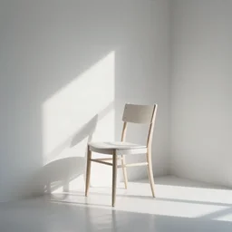 a chair sitting in a white room