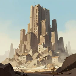 lost city by atey ghailan, by simon stalenhag, by kaethe butcher, dynamic lighting, gradient light blue, brown, blonde cream and white color scheme, grunge aesthetic