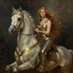 female centaur warrior, oil painting, dramatic lighting