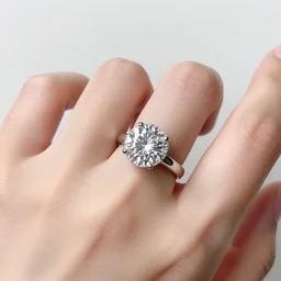 closeup photo of a hand wearing a big diamond ring