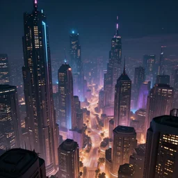 a futuristic cityscape, science fiction, night lights, beautifully lit buildings, mystic hues, distant, sharp focus, smooth, volumetric lights, digital art by lee madgwick