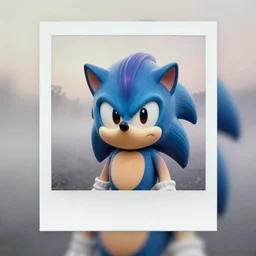 polaroid aesthetic portrait of sonic hedgehog and a matte painting landscape of a surreal, sharp, foggy, detailed professional, soft pastels, high quality airbrush art album cover of a liquid dissolving airbrush art lsd dmt sonic the hedgehog swimming through cyberspace, teal checkerboard background, 1 9 8 0 s 1 9 8 2 sega genesis rareware video game album cover