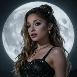 a portrait of ariana grande, cinematic, epic, legendery, dark comedy, nigth moon ligth, fun, inspiring, mind blowing camer shot sharp focus, detailed, digital art, artstation, concept art, sharp focus, illustration, art by waya steurbaut