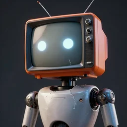 a robot with a ( ( ( ( ( broken ) ) ) ) ) old tv head, concept art, matte painting, trending artstation, octane render, cinematic lightning, 8 k