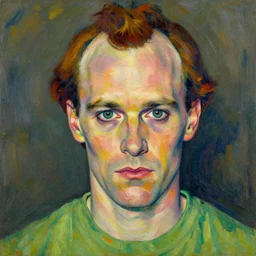 portrait of ted bundy, artwork by egon schiele