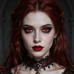 A Dungeons and Dragons short, goth girl with crimson-red eyes, wearing a gothic dress, face close up, official media, beautiful, cinematic, detailed, high quality, 4K, epic, trending on artstation and behance