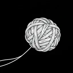 illustration vector fine line art of a white string on a full black background