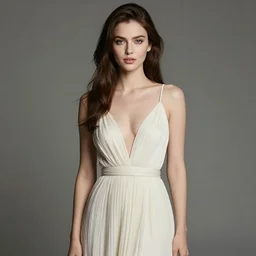 a gorgeous greek female photo, professionally retouched, soft lighting, realistic, smooth face, full body shot, torso, dress, perfect eyes, sharp focus on eyes, 8 k, high definition, insanely detailed, intricate, elegant, art by allen lee