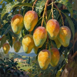 a detailed painting titled mangoes grow up for a while now by gerald scarfe and ralph steadman