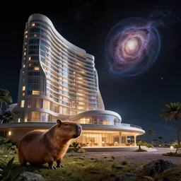 incredible planetary celestial view from interstellar hotel, tapir, matte painting, artstation, cgsociety, dramatic lighting, concept art, octane render, arnold 3 d render