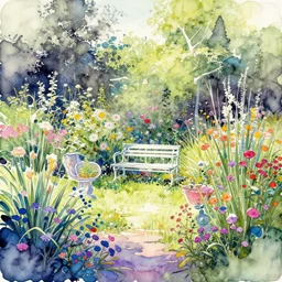 summer garden, alcohol ink painting, very beautiful, stunnig masterpiece by a very talented artist, award-winning