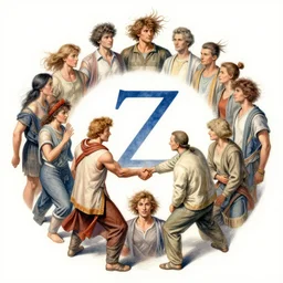 the circle complete, greek symbol zeta, diversity team, hairs flying, caucasian, handshake, highly detailed, digital painting, watercolor, soviet realism, engraving, artstation, concept art, smooth, sharp focus, vivid grunge, manga, illustration, unreal engine 5, 8 k, art by bilibin and kuvshinov and malevich and mucha