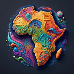 a extremely ultra highly detailed hi - res ultra highly detailed colorful logo of africa graffiti, zoom out, 8 k, high textures, ultra hyper sharp, insanely detailed and intricate, super detailed, 3 d render, 8 k hdr ultra high quality high polygon, psychedelic, retro wave, digital art,