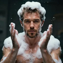hyperrealistic dslr film still of michael buble disguised as soap suds, bubbles, stunning 8 k octane comprehensive 3 d render, inspired by istvan sandorfi & greg rutkowski & unreal engine, perfect symmetry, dim volumetric cinematic lighting, extremely hyper - detailed, incredibly real lifelike attributes & flesh texture, intricate, masterpiece, artstation, stunning
