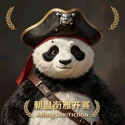 a portrait of a panda pirate