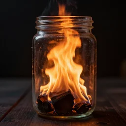 dslr photograph of a jar filled with fire, 8 5 mm f 1. 8