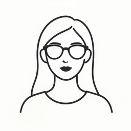 one line art, woman wearing glasses, minimalist, figure line art, line art, line drawing, single line drawing