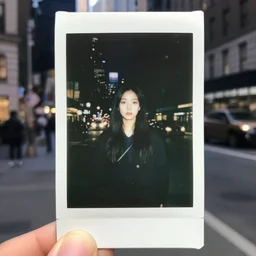 shining transparent person at nyc street, midnight, highly detailed cursed polaroid photo